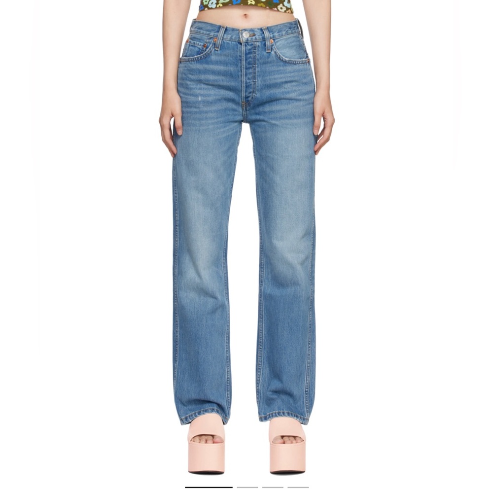 Re/Done Women's High Rise Jeans in Light Blue